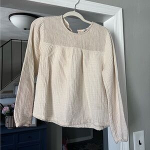 Cream Textured Muslin Madewell Women's Top L